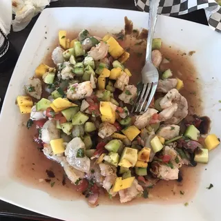 Tostada Camaron con Mango