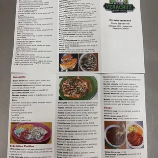 a menu for a mexican restaurant