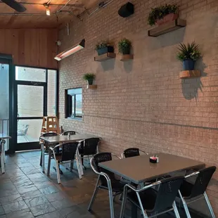 tables and chairs in a restaurant