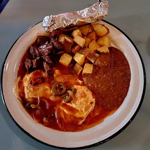 Heuvos Rancheros. So good with flour tortillas.