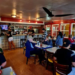people sitting at tables
