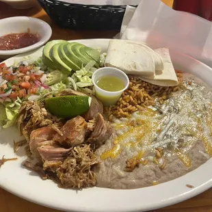 Pork carnitas dinner
