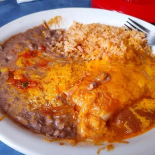 Cheese enchilada rice and beans