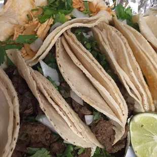 Carne asada and chicken tacos