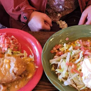 two plates of food on a table