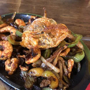 A plastic bag cooked in our fajitas.