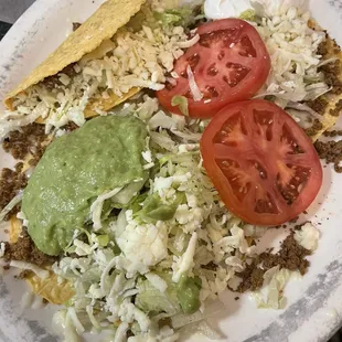 The second plate of my Special Dinner should have been a taco, a chimichanga, and a Chile relleno....but instead was a taco and two tostada