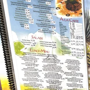 a menu for a mexican restaurant