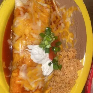 Super salty meat and red sauce on carne asada burrito