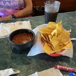 Your meal comes with salsa and chips on the house