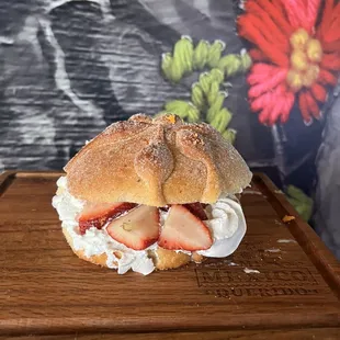 a strawberry and cream sandwich
