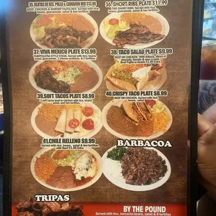 Lunch and dinner menu