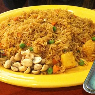 Shrimp and rice! With pineapple.
