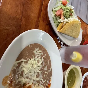 Chile relleno, Taco Bell taco and so called avocado salad.