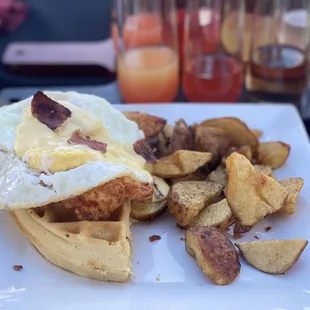 Chicken and Waffle Benedict