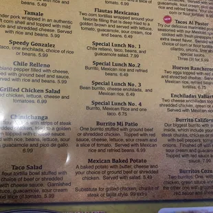 a menu for a mexican restaurant