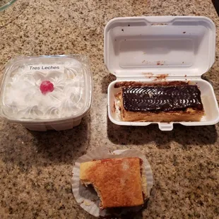 a cake and ice cream