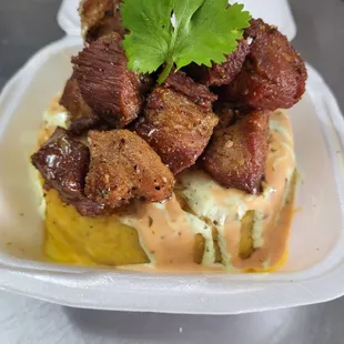 Mofongo Carne frita