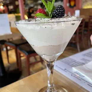 Mousse de lucuma with berries on top!