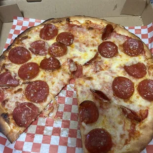 Medium pepperoni pizza with Parmesan