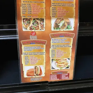 a menu for a mexican restaurant