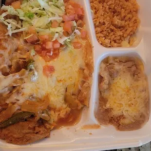 Chile relleno plate to go, very tasty and looked good when I opened the plate.