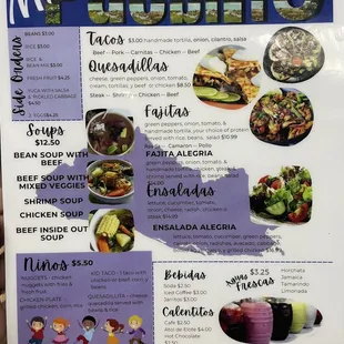 Menu items have both Mexican style dishes and Salvadoran dishes