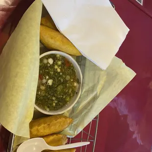 a basket of mexican food