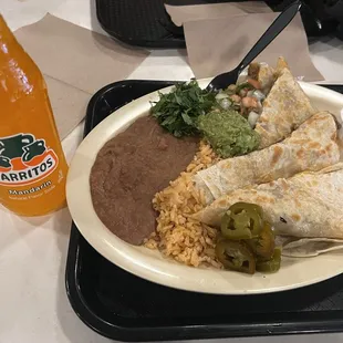 Plate of Quesadilla Asada + Jarito
