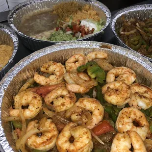 Shrimp &amp; steak fajitas to go