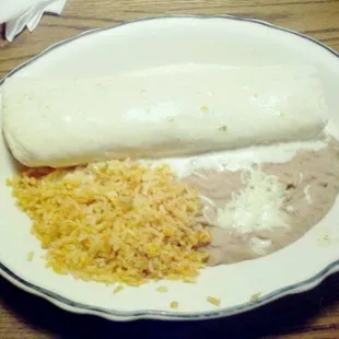 a burrito and rice