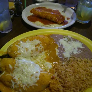 Poblano peppers and spinach enchiladas. Yum!
