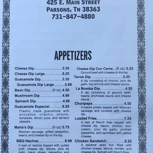a menu for a mexican restaurant