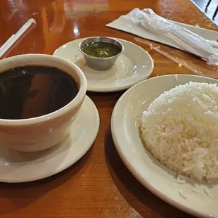 Sides of rice and black beans