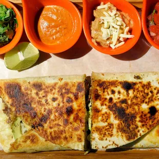 Quesadillas with cheese only or with the choice of your meat