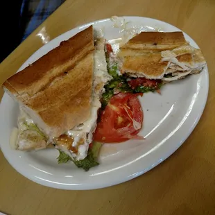 Chicken club on Cuban bread, pressed, truly delicious