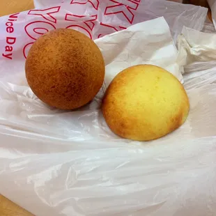 Left: Buñuelo, Right: Pan de bono