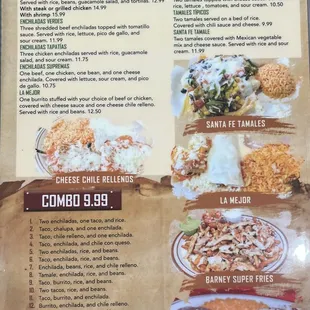 a menu for mexican favoritess