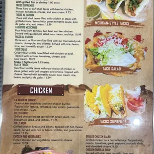 a menu for a mexican restaurant