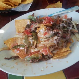 Fajita nachos for lunch!