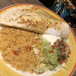 Quesadilla with shrimp and chorizo.