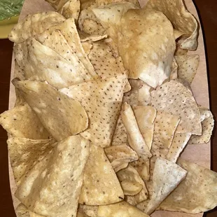 a plate of chips and guacamole