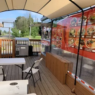 a view of the outdoor dining area