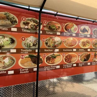 a menu on the side of the truck