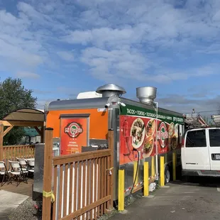 Drive through and outdoor seating.