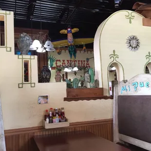 the interior of a mexican restaurant