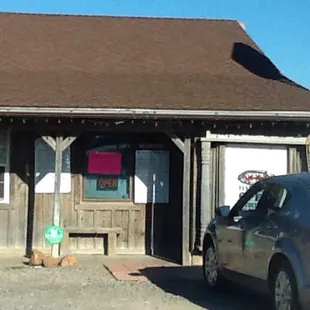 a car parked in front of a building