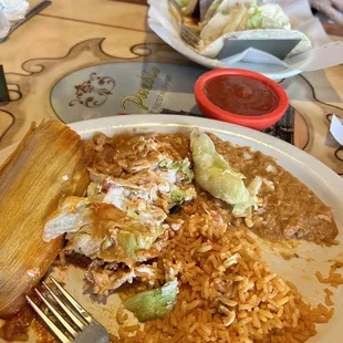 Create Your Own 3 Items Combination: Tamal, beef enchilada &amp; chile relleño