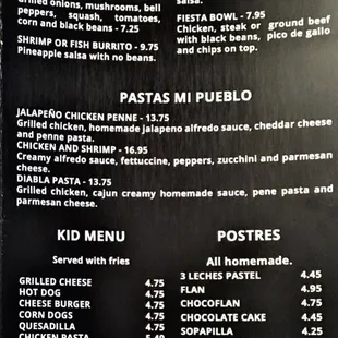 menu