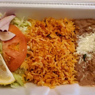Sides - salad, rice &amp; refried beans